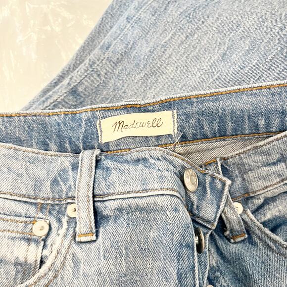 Madewell Mid Rise Cali Demi Boot Cropped Kick Flare Button Fly Jeans Blue 25 - Picture 4 of 6